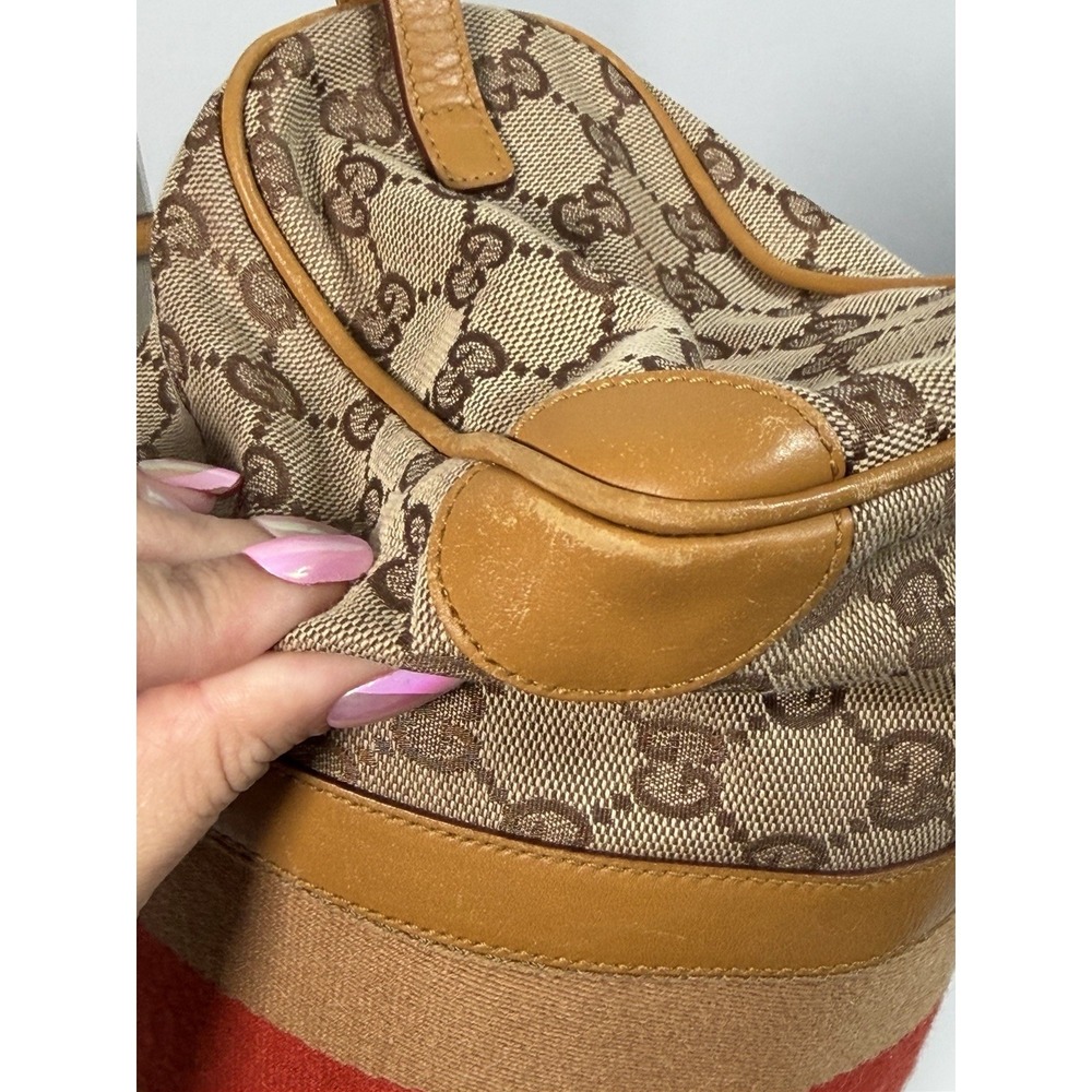 GUCCI Mini Boston Bag Shoulder Bag Canvas Beige Sherry Line Authentic Ladies0037 - Picture 16 of 16